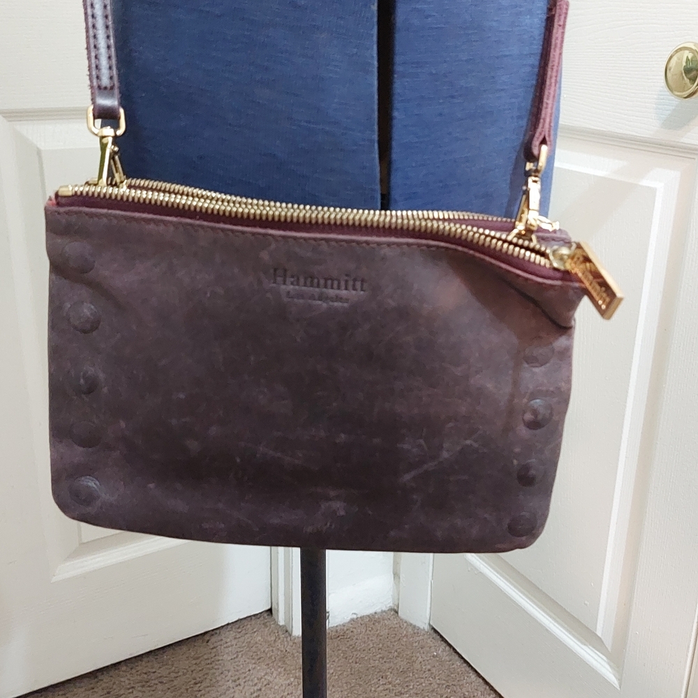 Hammitt Deep Purple Women's Leather Convertable  Crossbody Bag/clutch - Picture 6 of 12